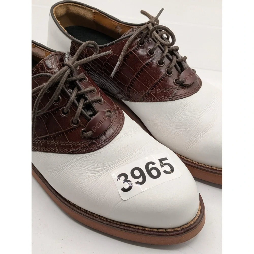 Polo Golf Ralph Lauren Golf Shoes Mens 8 Brown White Leather WA4861 Portugal